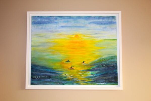 MOD ART  'Paddle at Sunrise' Original Irish Landscape Painting OP149 - Image 2