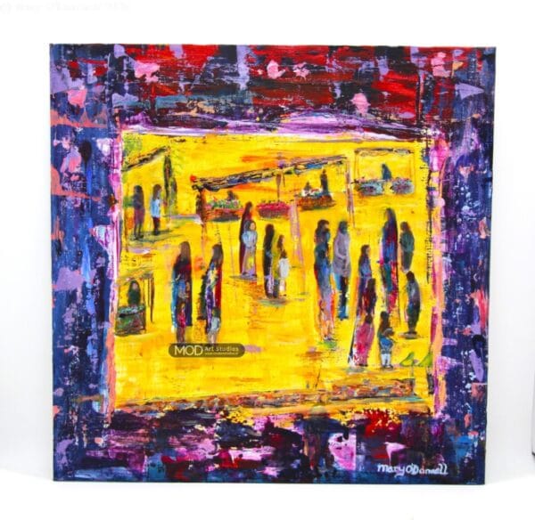 MOD ART Vibrant Market- Original Irish Landscape Painting OP176 - Image 3