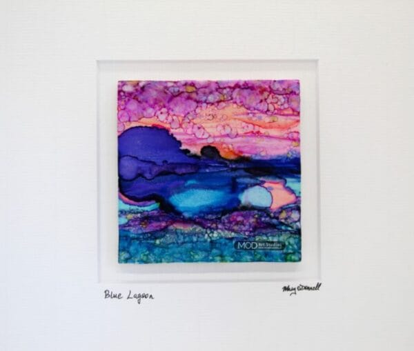 MOD ART Original Irish Ink Painting Blue Lagoon OIP157 (2)