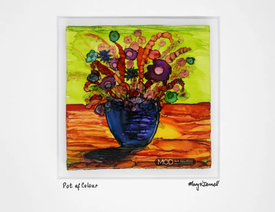 MOD ART - Original Irish Landscape Ink Painting, Pot of Colour OIP183